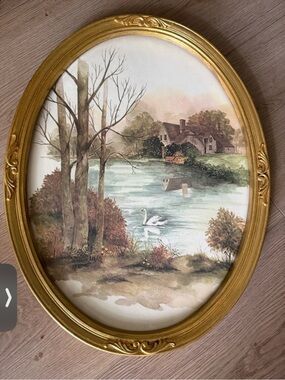 Homco “Swan on Lake” framed art